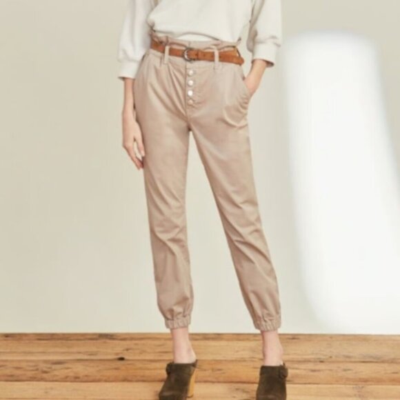 Veronica Beard Tedi Elastic Waist/Hem Pant Tapered Leg High Rise Size 27/4 Khaki